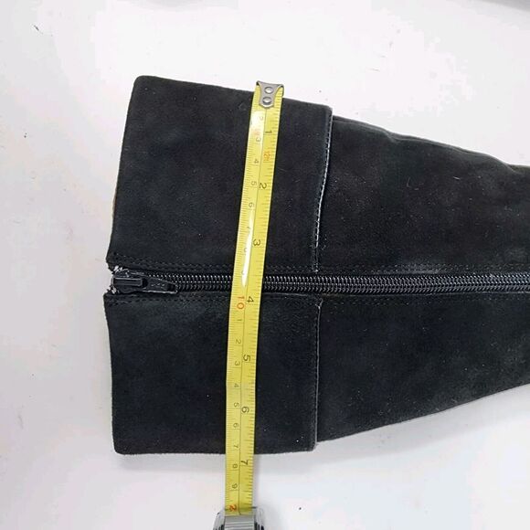 Sofft Lograno Black Suede Leather Knee High Cuffed Boots Zip Button Size 5.5M - Picture 3 of 16